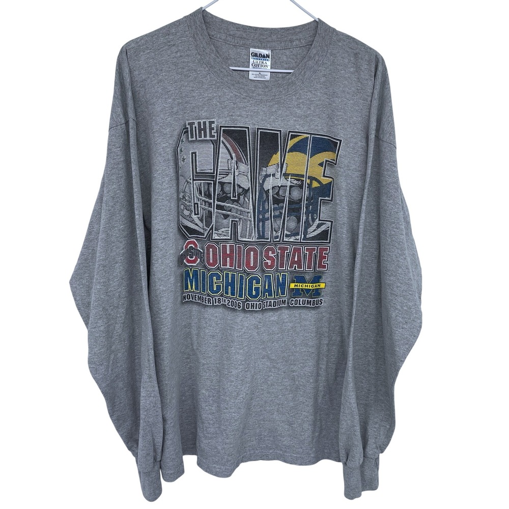 Gray Long Sleeve The Game‎ Ohio State Michigan Football Graphic T Shirt 2006 XL